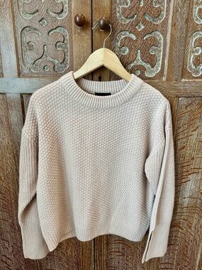 Topshop Textured Crewneck Sweater - light pink